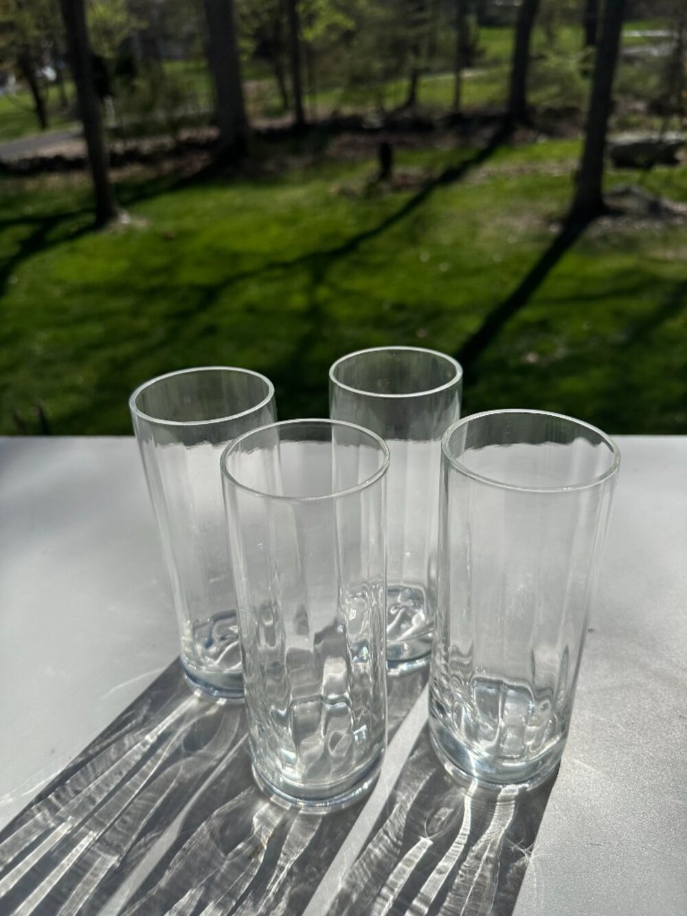 9142-4 EA. VINTAGE MOUTH BLOWN,  HAND CRAFTED OPTIC DIMPLED HIGHBALL